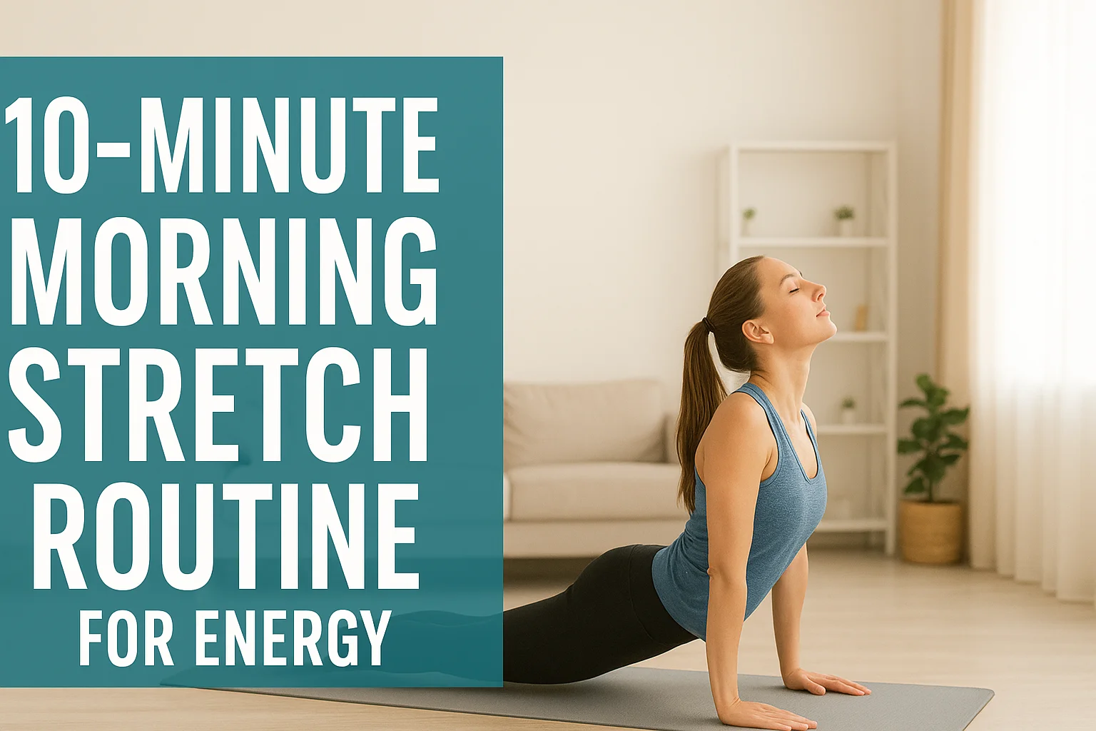 Woman performing Surya Namaskar during 10-minute morning stretch routine for energy